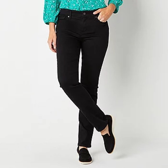 Black Straight Leg St. John’s Bay jean size 2 petite small - Picture 2 of 5